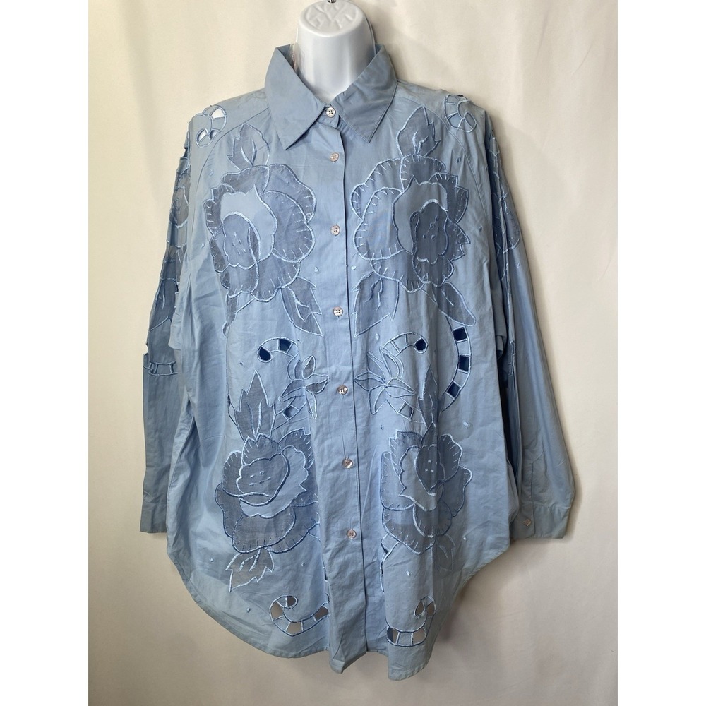 Vintage Florissant Women's Button Up Shirt Set Size Large Floral Cut Out Cruiser